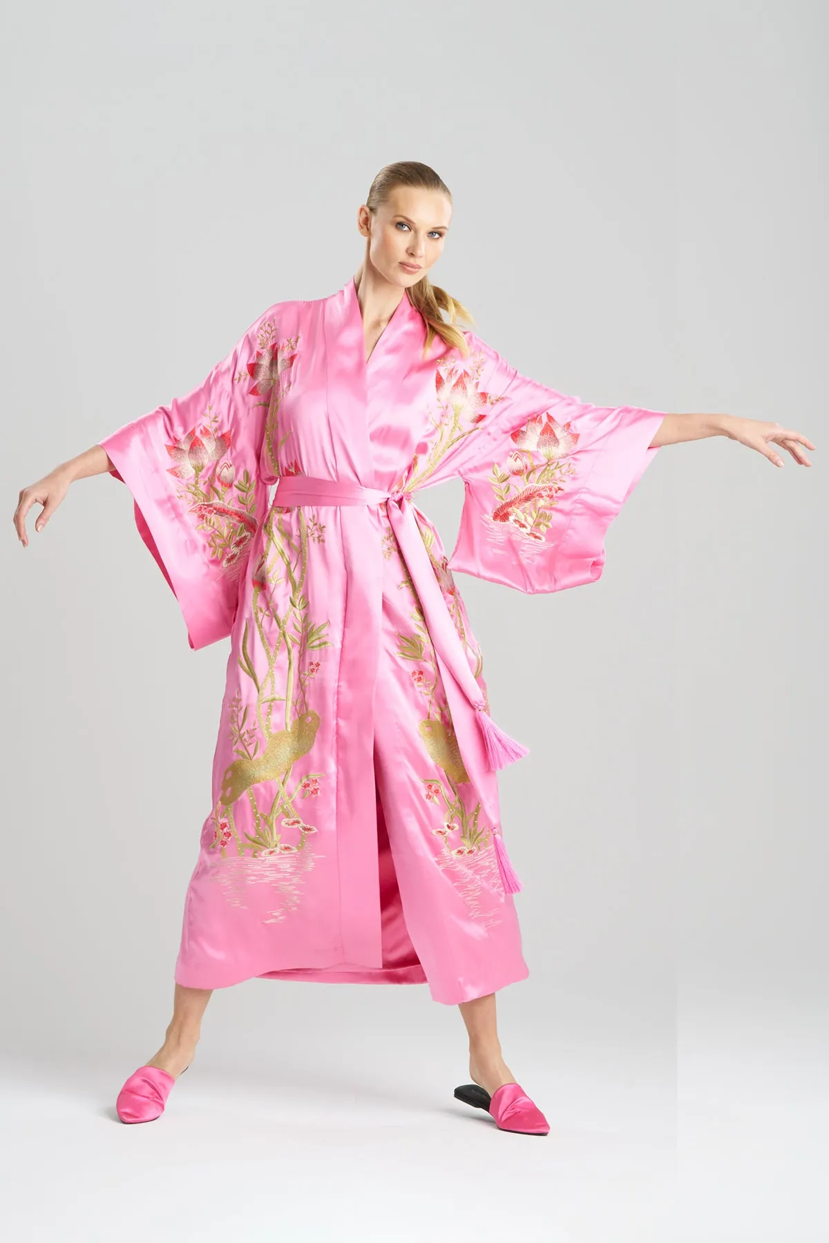 Couture Lotus Embroidered Silk Robe sold by Natori