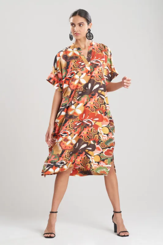 Ikebana Printed Cotton Silk Caftan Dress sold by Natori