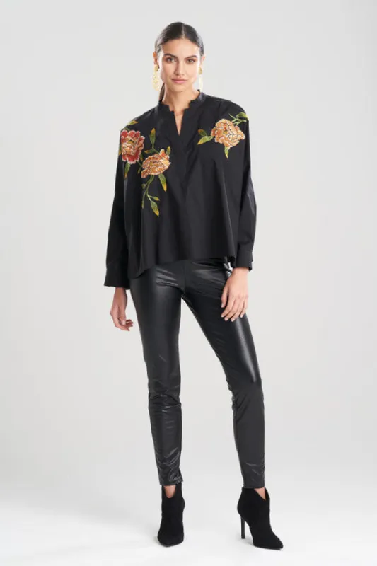 Cotton Poplin Embroidered Caftan Shirt sold by Natori