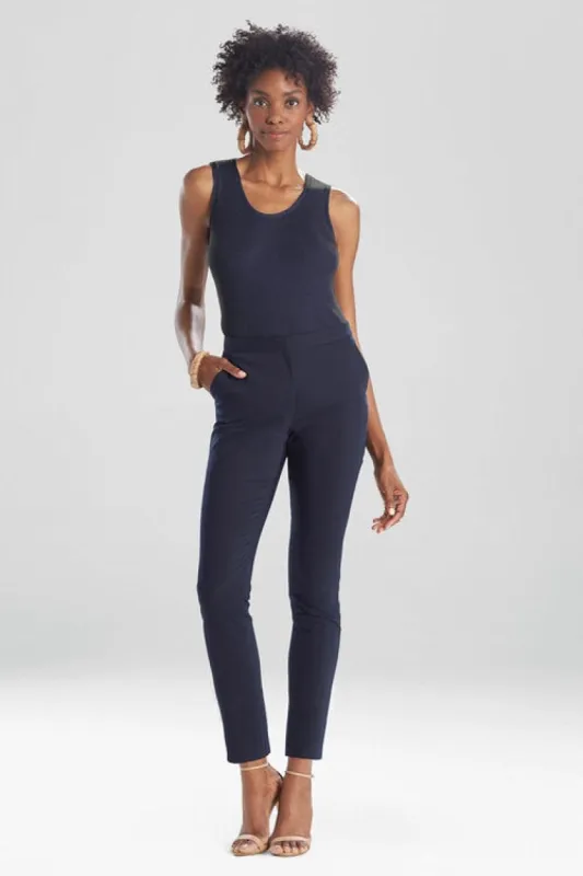 Stretch Cotton Blend Ankle Pants - midnight navy sold by Natori