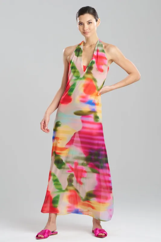 Floral Mirage Printed Mesh Halter Dress sold by Natori