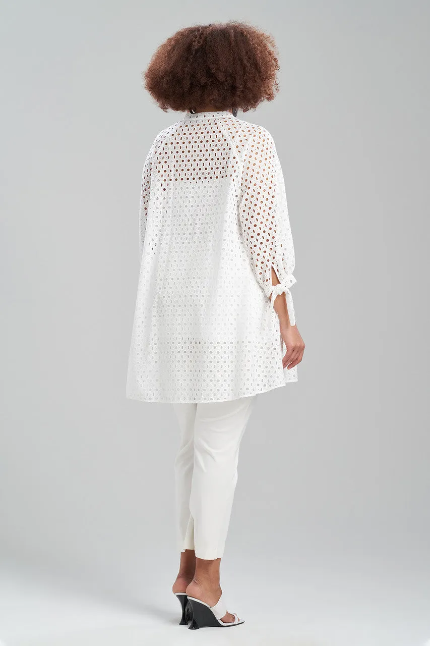 Cotton Eyelet Balloon Sleeve Oversized Top sold by Natori product image thumbnail 4