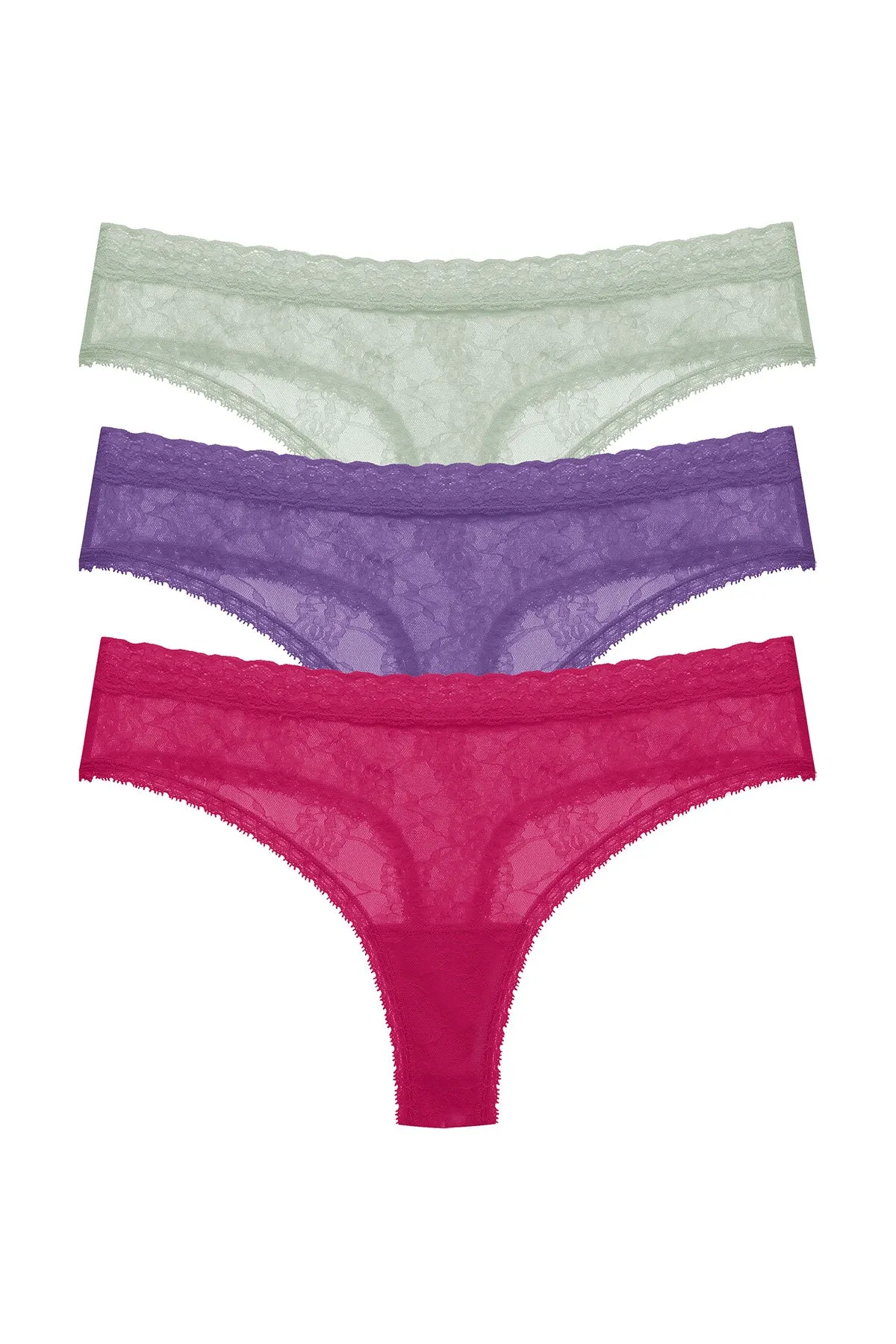 Bliss Allure One-Size Lace Thong 3-Pack sold by Natori