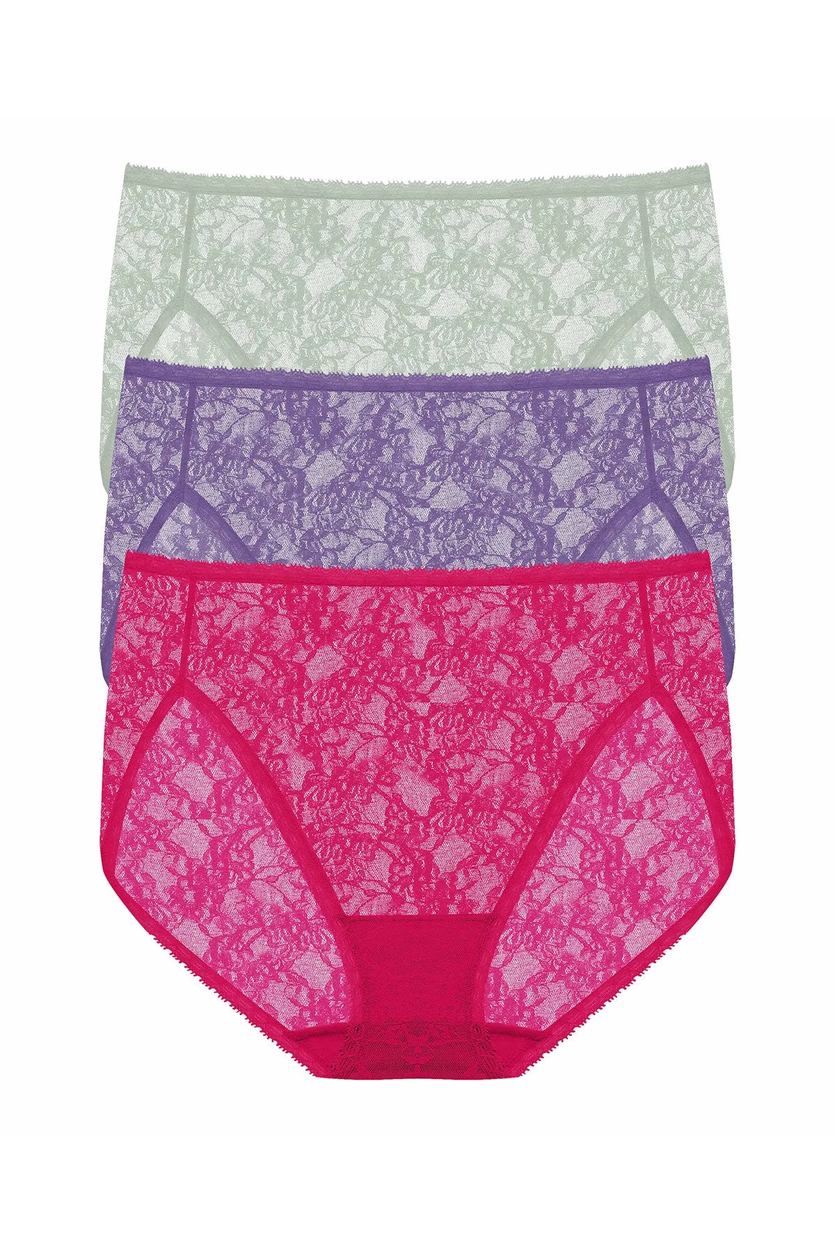 Bliss Allure One-Size Lace French Cut Brief 3-Pack sold by Natori