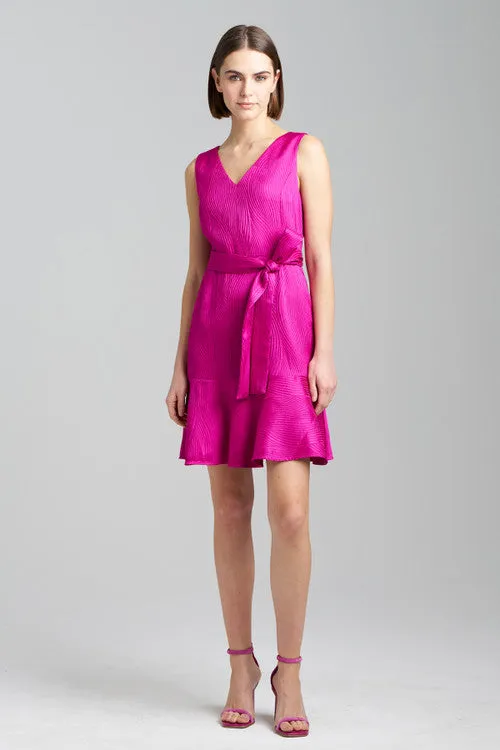 Scroll Jacquard Ruffle Dress sold by Natori