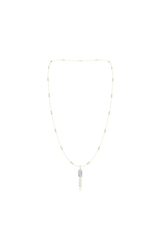 Orient Express Lab-Grown 14K Gold Baguette & Diamond Detachable Tassel Pendant Chain Necklace sold by Natori