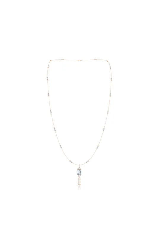 Orient Express Lab-Grown 14K Gold Baguette & Diamond Detachable Tassel Pendant Chain Necklace made by Natori