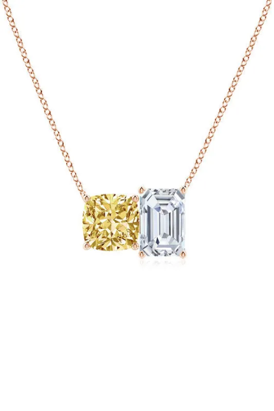 Orient Express Lab-Grown 14K Gold with Yellow & White Diamond Two Stone Pendant Necklace sold by Natori