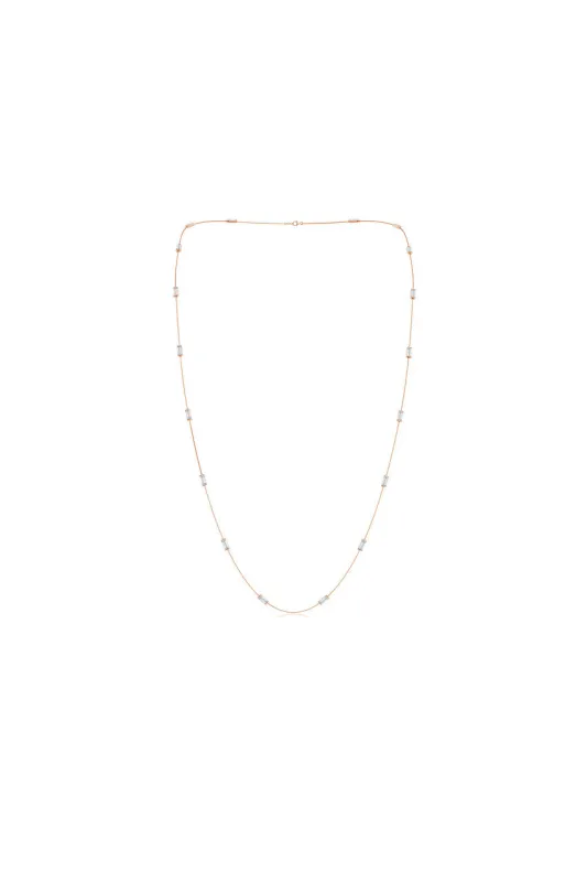 Orient Express Lab-Grown 14K Gold Baguette & Diamond Station Chain Necklace made by Natori