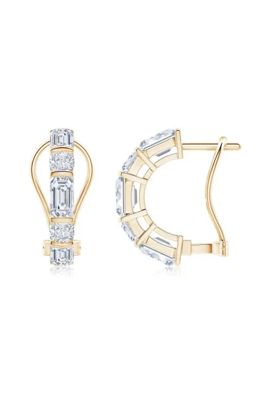 Orient Express Lab-Grown 14K Gold Emerald Cut & Cushion Diamond Half Hoop Earrings sold by Natori
