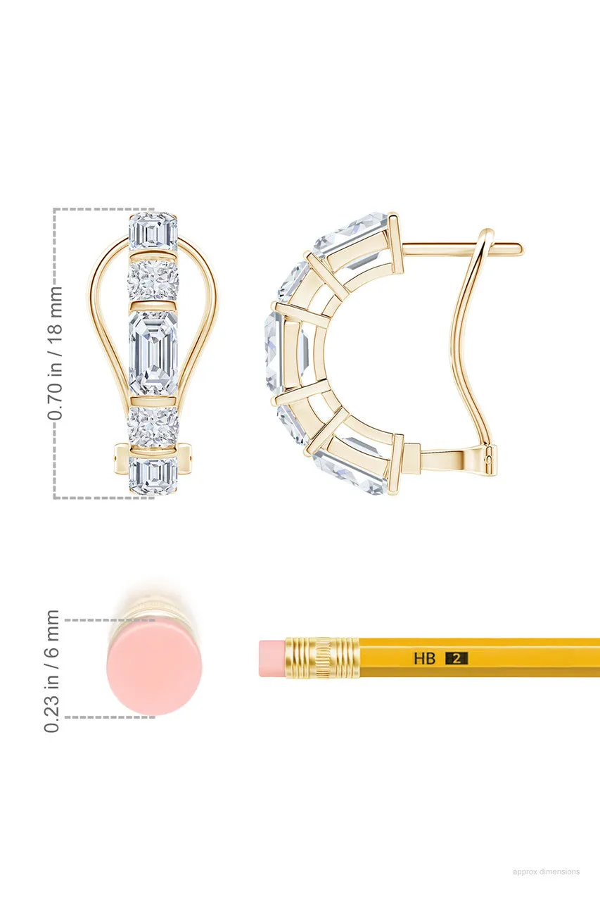 Orient Express Lab-Grown 14K Gold Emerald Cut & Cushion Diamond Half Hoop Earrings sold by Natori product image thumbnail 3