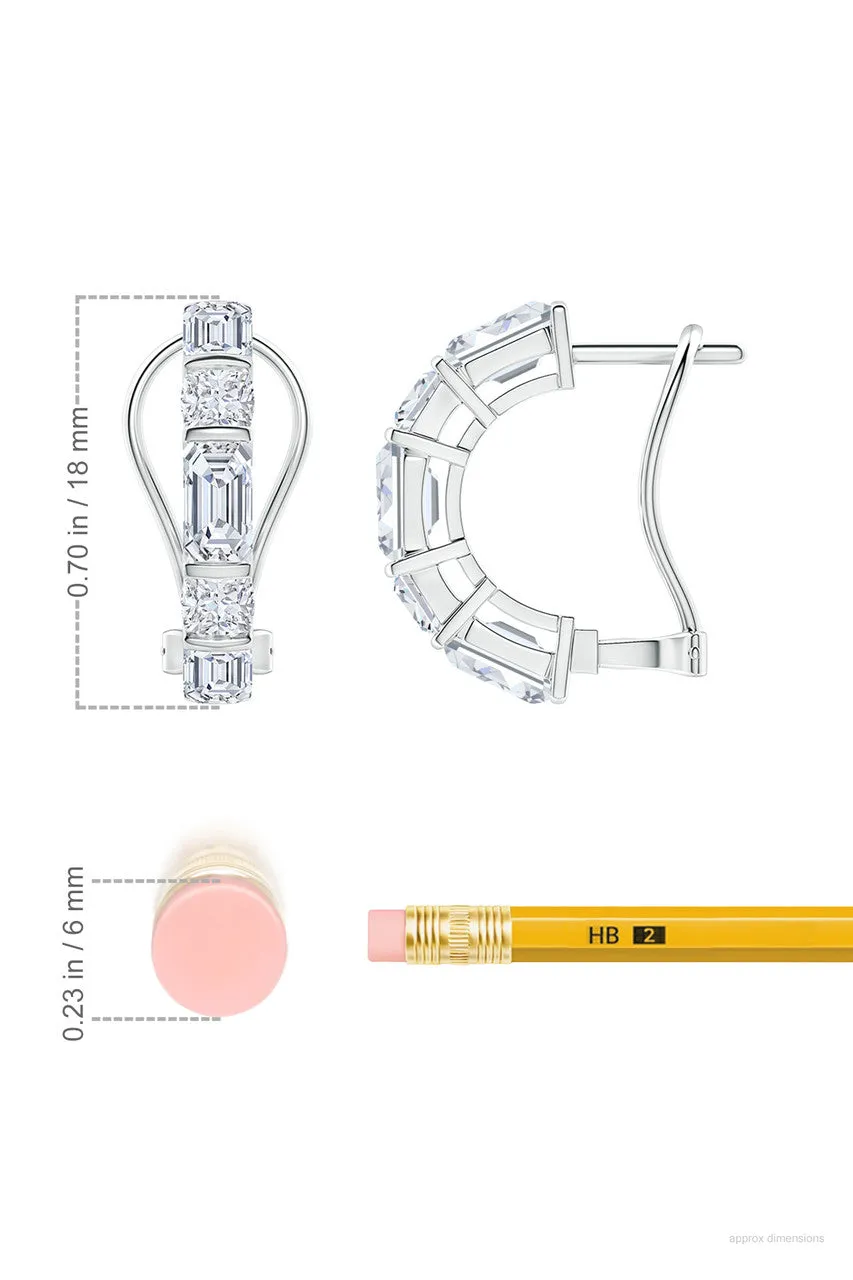 Orient Express Lab-Grown 14K Gold Emerald Cut & Cushion Diamond Half Hoop Earrings sold by Natori product image thumbnail 3
