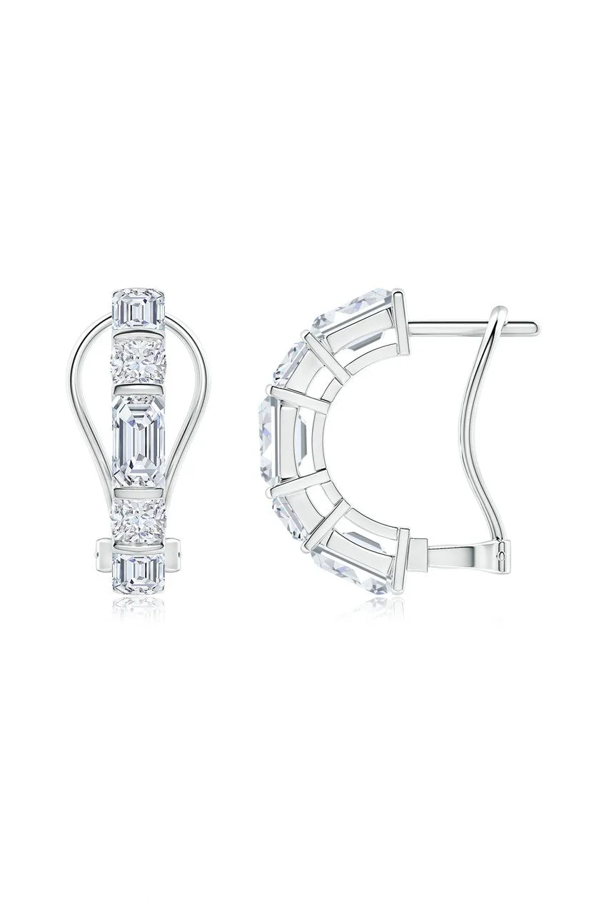 Orient Express Lab-Grown 14K Gold Emerald Cut & Cushion Diamond Half Hoop Earrings sold by Natori