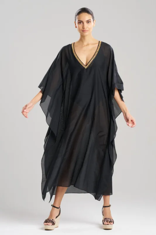 Cotton Silk Voile Beaded Sheer Caftan sold by Natori