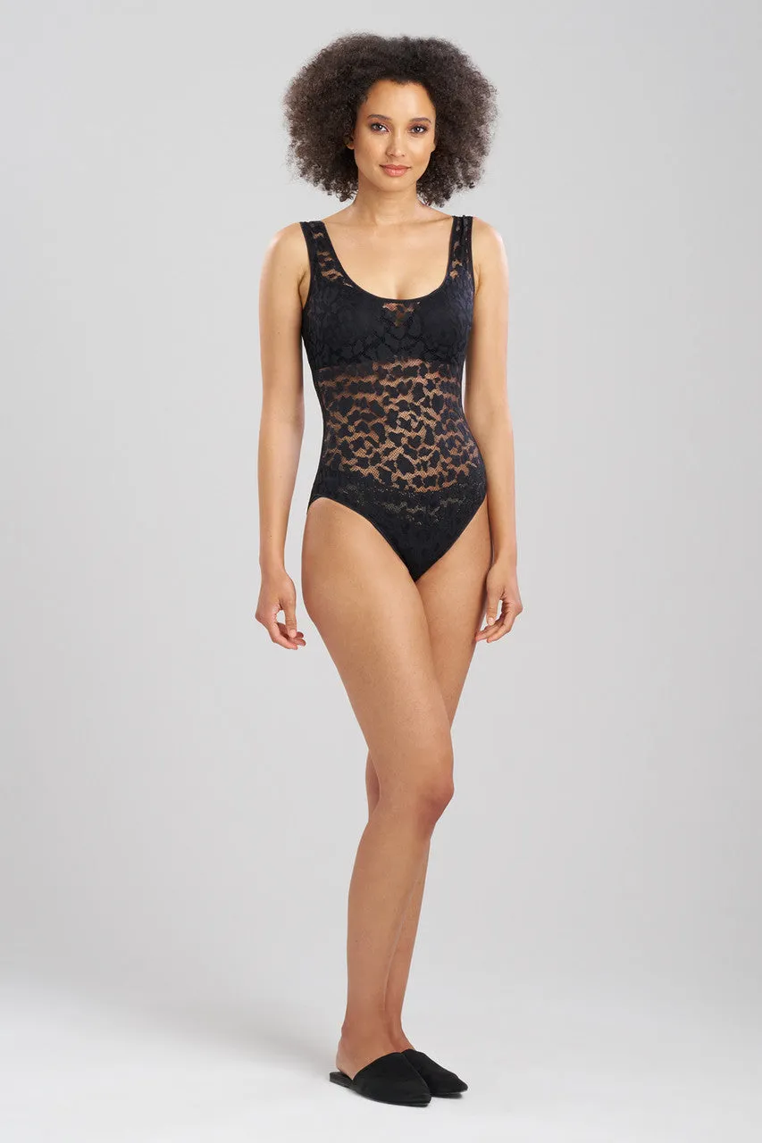 Temptation Sheer Allover Lace Bodysuit sold by Natori