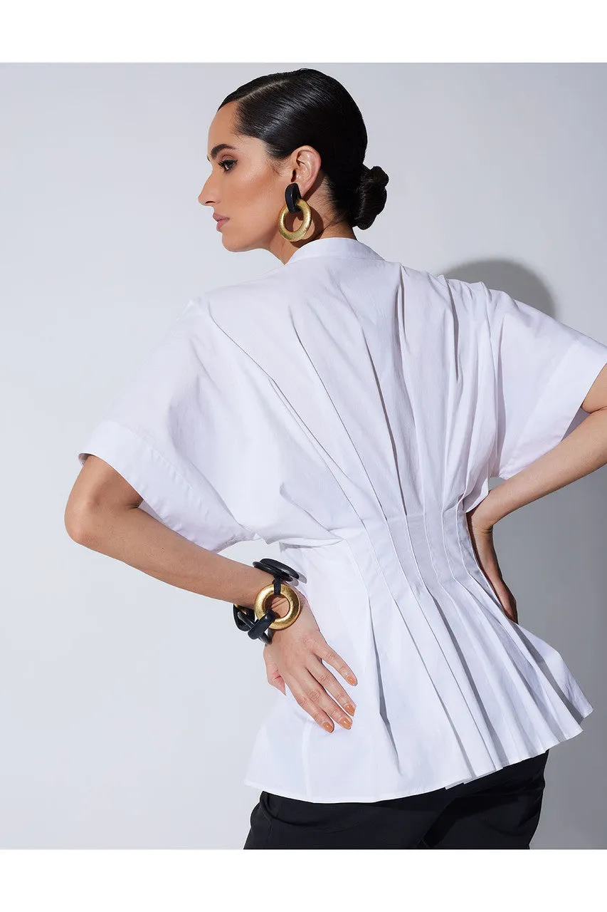 Cotton Poplin Pleated Mandarin Top sold by Natori product image thumbnail 3