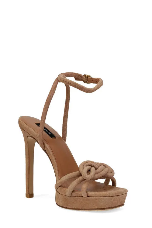 Chizu Suede Knotted Bow Platform Heel sold by Natori