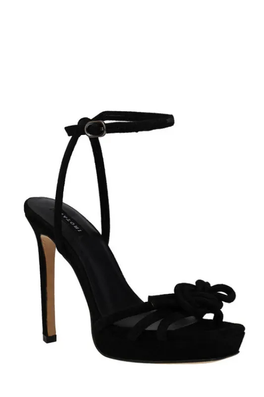 Chizu Suede Knotted Bow Platform Heel sold by Natori