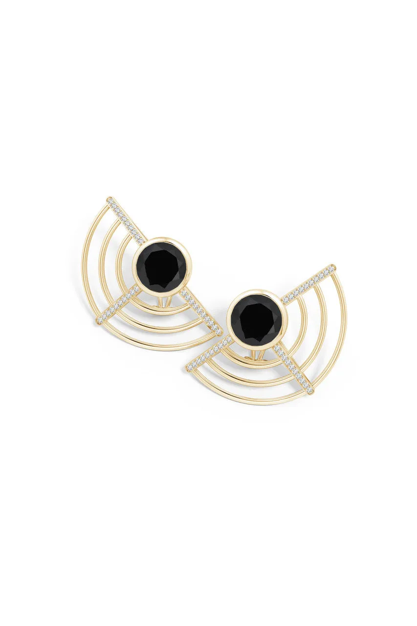 Infinity Half Concentric Circle 14K Gold and Black Onyx Button Studs sold by Natori product image thumbnail 2