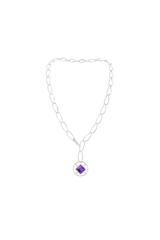 Infinity Concentric Circle 14K Gold and Amethyst Y Necklace sold by Natori