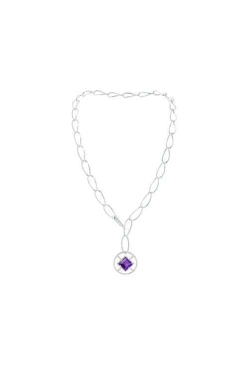 Infinity Concentric Circle 14K Gold and Amethyst Y Necklace sold by Natori