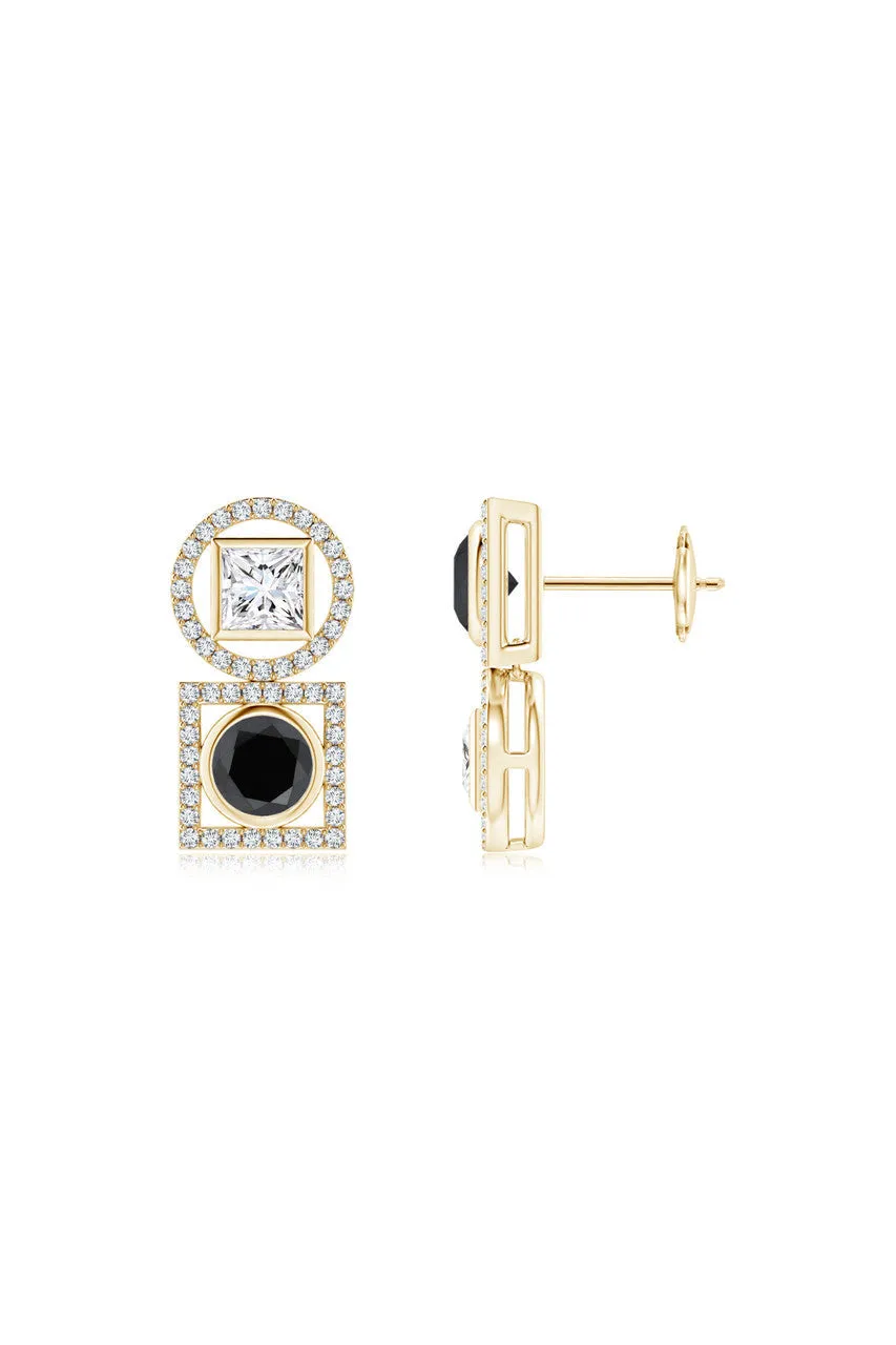 Infinity 14K Gold with Black & White Diamond Two Stone Earrings sold by Natori product image thumbnail 3