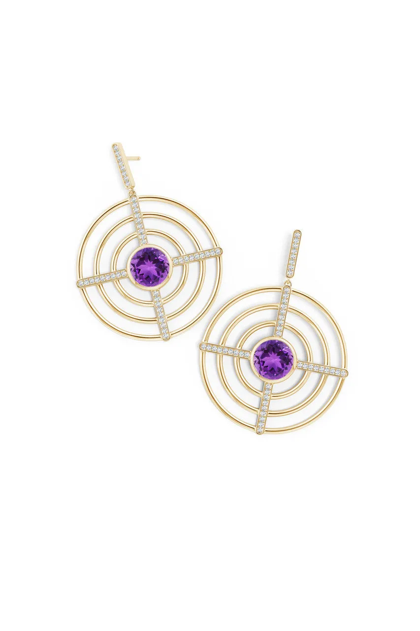 Infinity Concentric Circle 14K Gold and Amethyst Earrings sold by Natori product image thumbnail 2