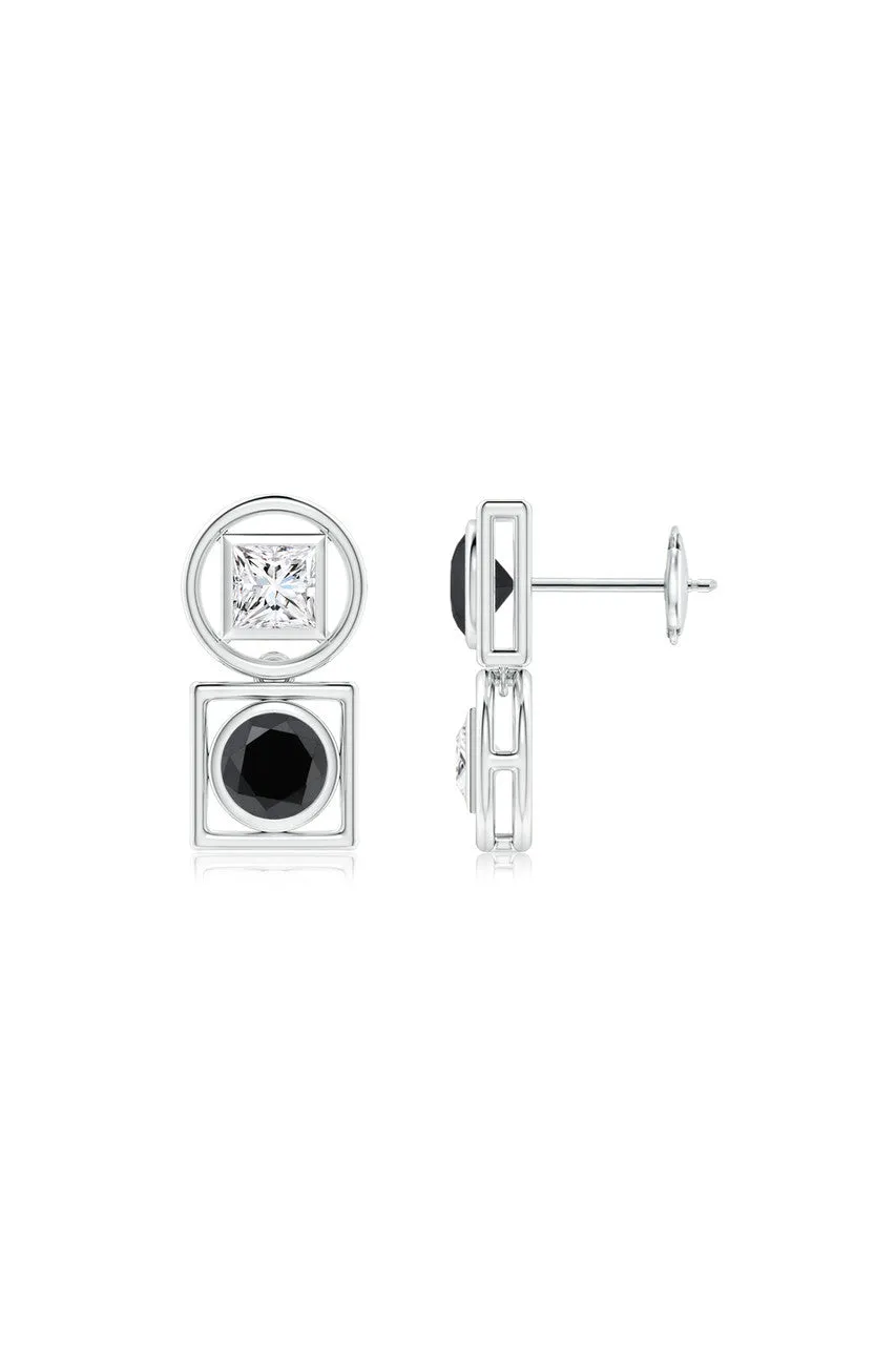 Infinity 14K Gold with Black & White Diamond Two Stone Studs sold by Natori product image thumbnail 3