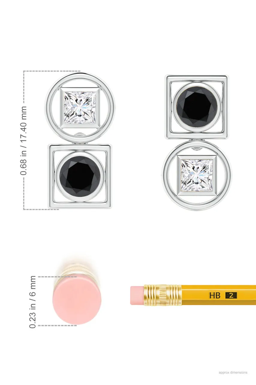 Infinity 14K Gold with Black & White Diamond Two Stone Studs sold by Natori product image thumbnail 5