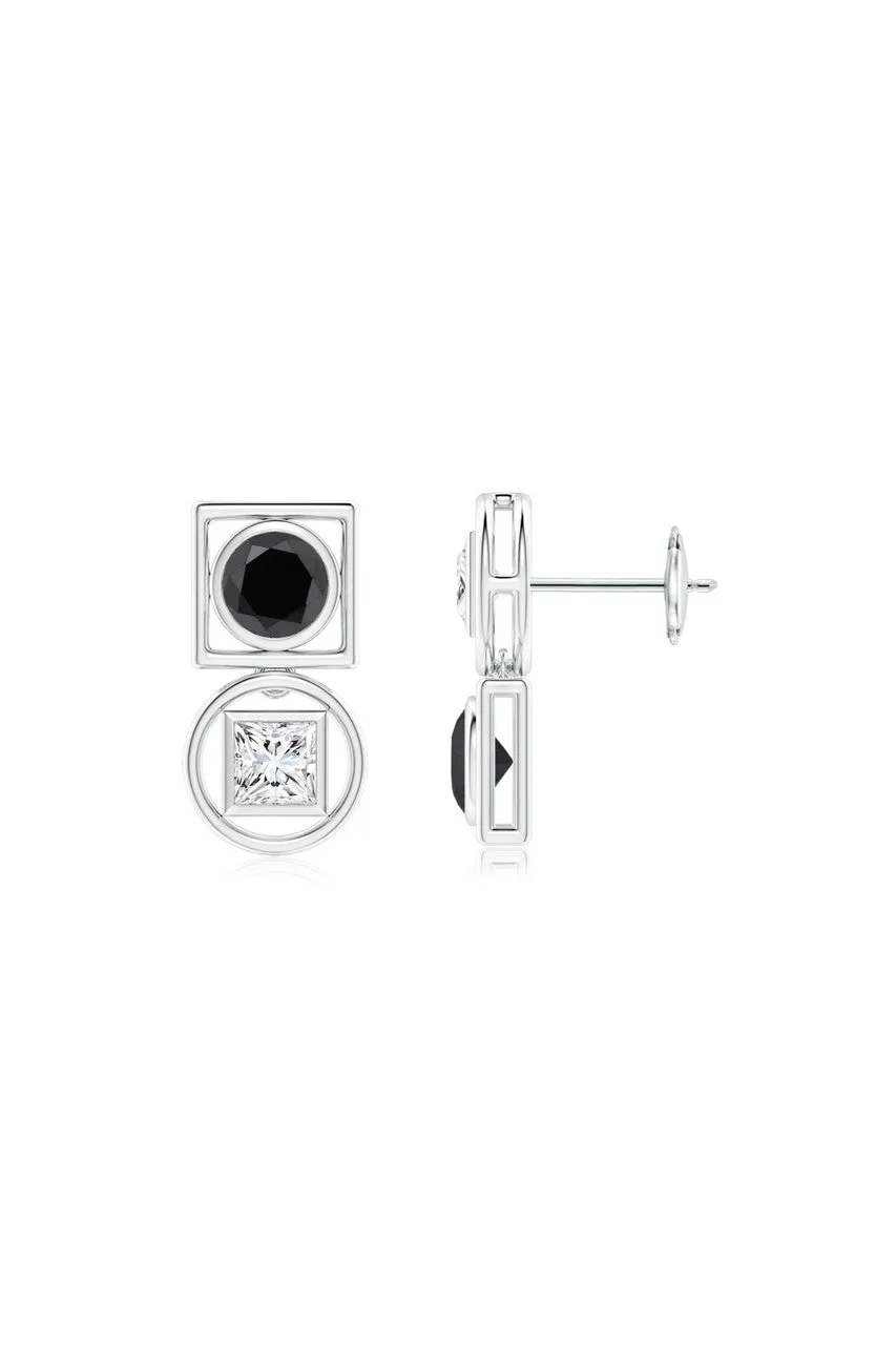 Infinity 14K Gold with Black & White Diamond Two Stone Studs sold by Natori product image thumbnail 4