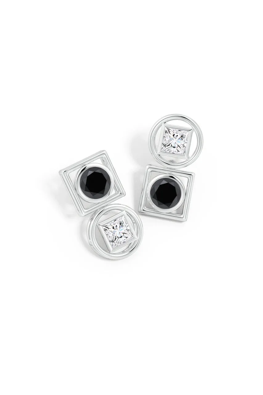 Infinity 14K Gold with Black & White Diamond Two Stone Studs sold by Natori product image thumbnail 2