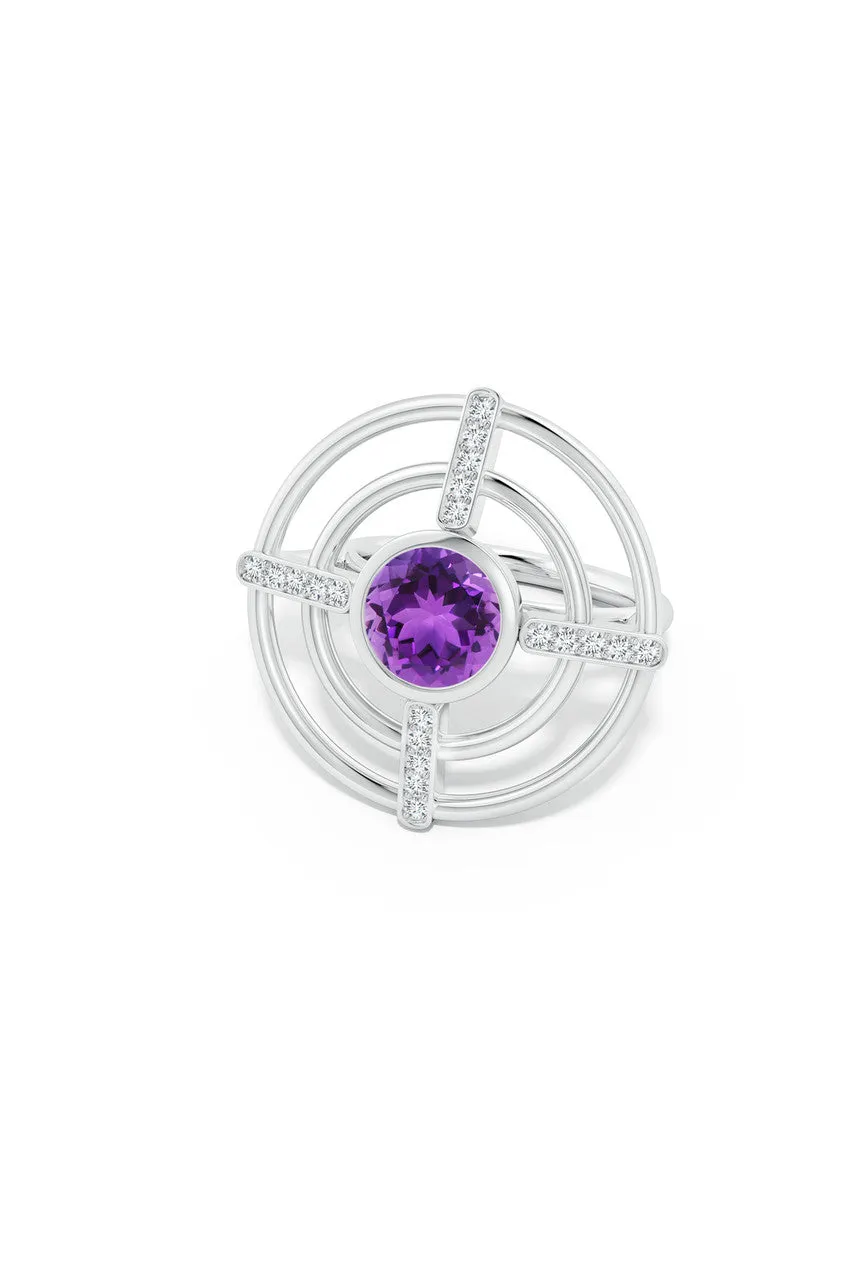 Infinity Concentric Circle 14K Gold and Amethyst Ring sold by Natori product image thumbnail 4