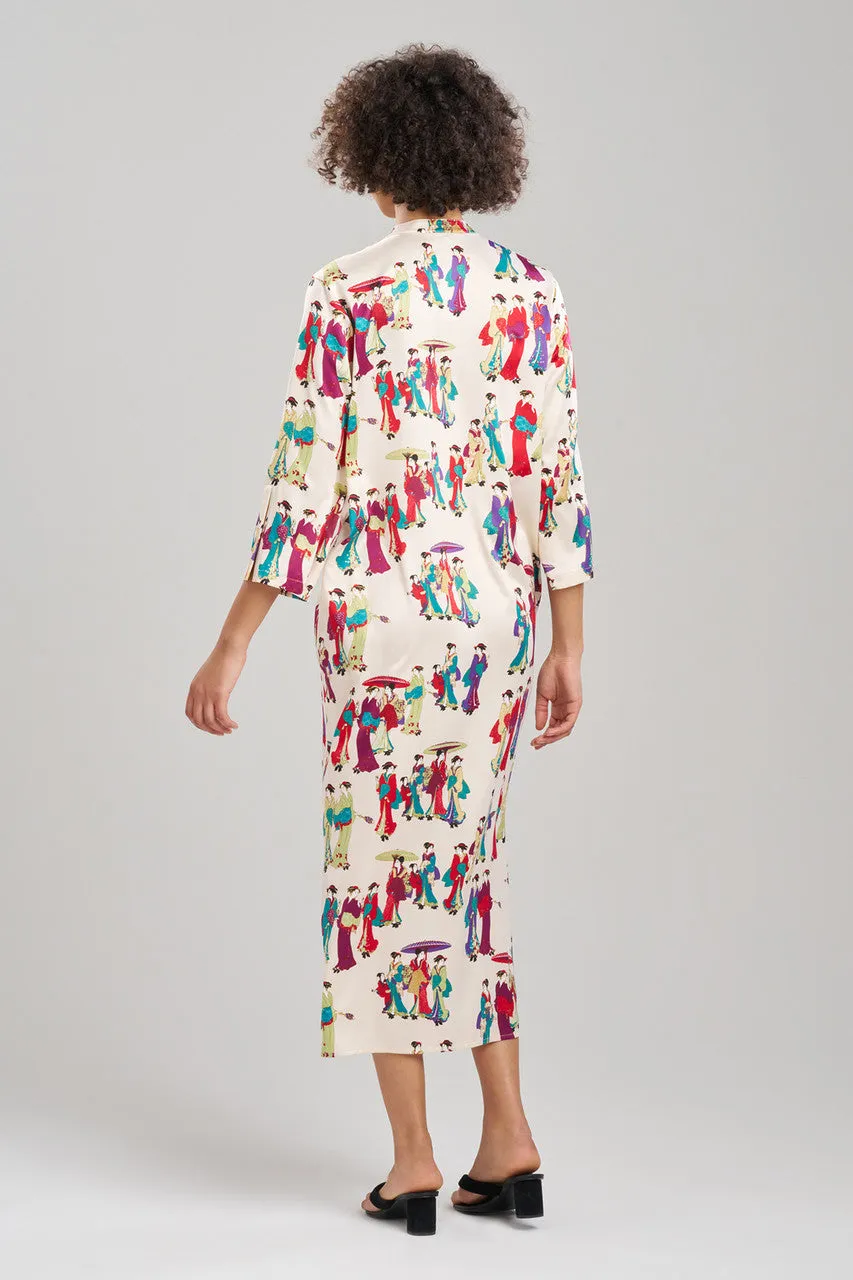 Geisha-Printed Satin Zip Caftan sold by Natori product image thumbnail 2