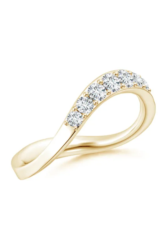 Shangri-La Brushstroke 14K Gold and Diamond Half Eternity Stacking Ring sold by Natori