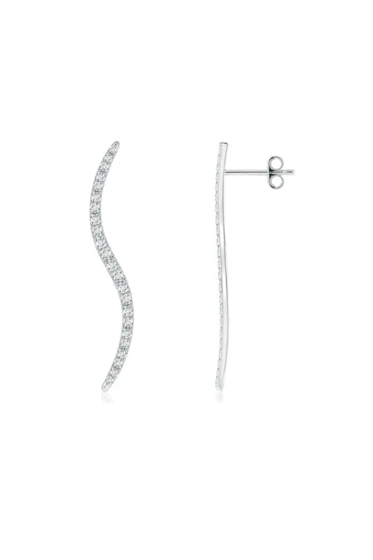 Shangri-La Brushstroke 14k Gold and Diamond Medium Stud Earrings sold by Natori