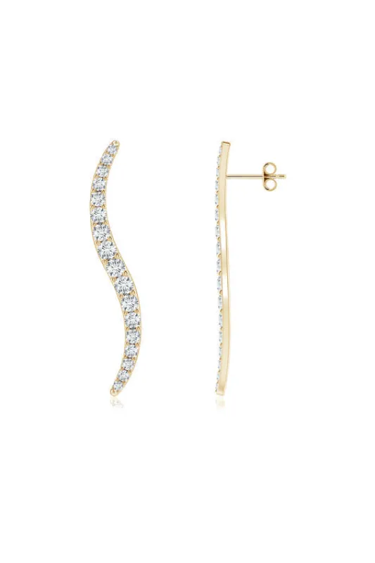 Shangri-La Brushstroke 14k Gold and Diamond Stud Earrings sold by Natori