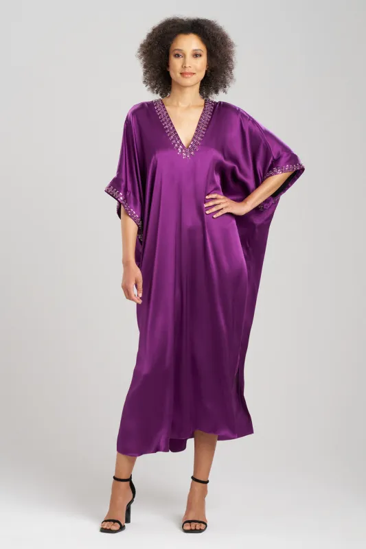 Key Essentials Embellished Cocoon Silk Caftan sold by Natori