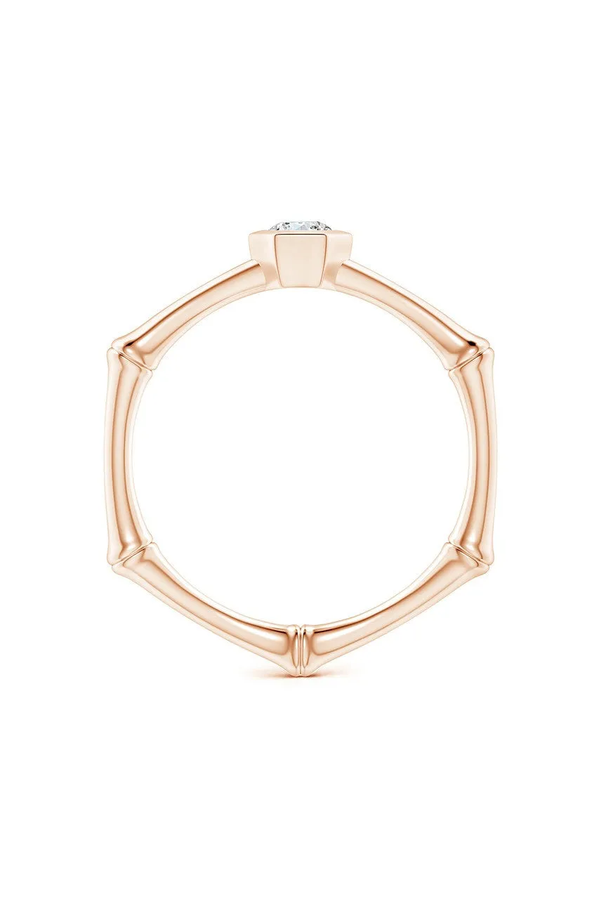 Indochine 14k Hex Frame Diamond Solitaire Bamboo Ring sold by Natori product image thumbnail 2