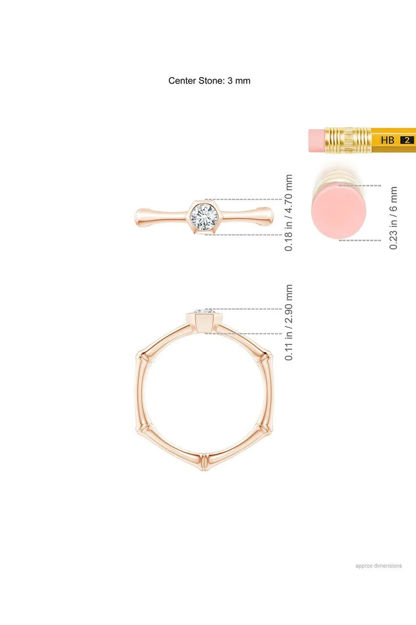 Indochine 14k Hex Frame Diamond Solitaire Bamboo Ring sold by Natori product image thumbnail 3