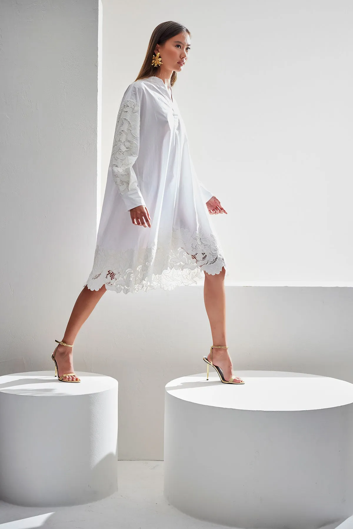 Kumo Embroidery Applique Oversized Shirtdress sold by Natori