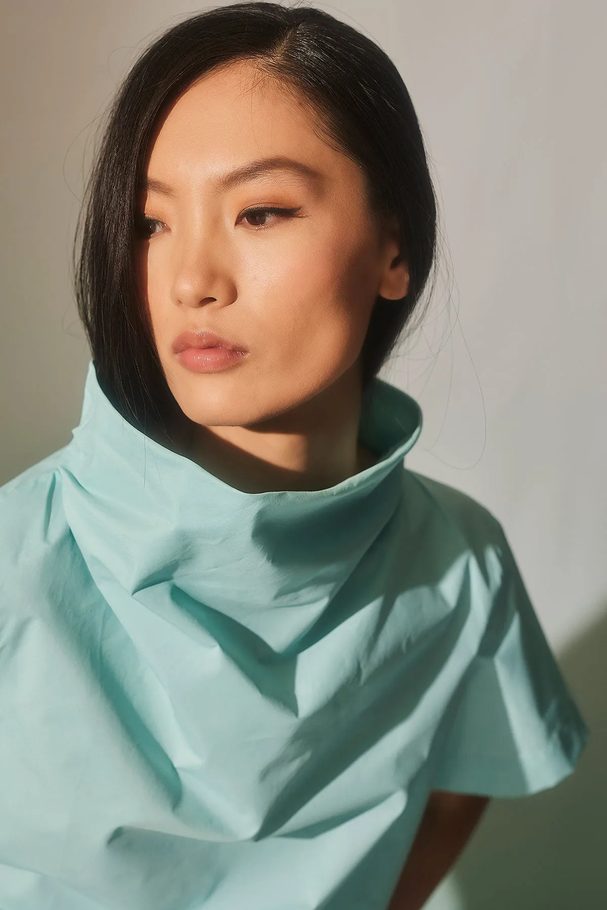 Techno Poplin Short Sleeve Funnel Neck Top sold by Natori product image thumbnail 4