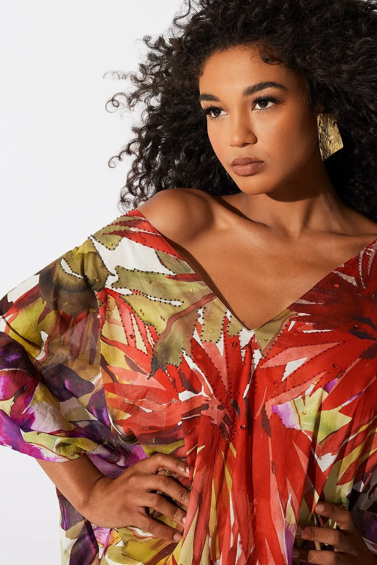 Rainforest Cotton Beaded Caftan sold by Natori product image thumbnail 4