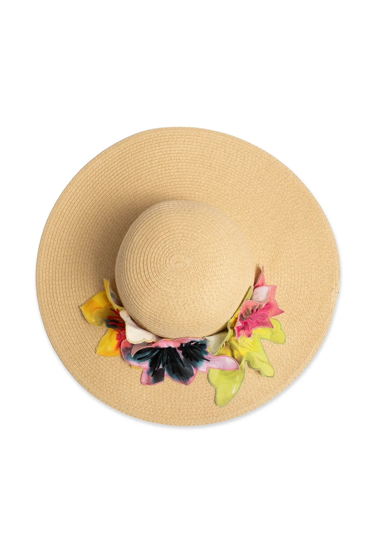 Ophelia Embroidered Cut-Out 3D Applique Straw Hat sold by Natori product image thumbnail 2