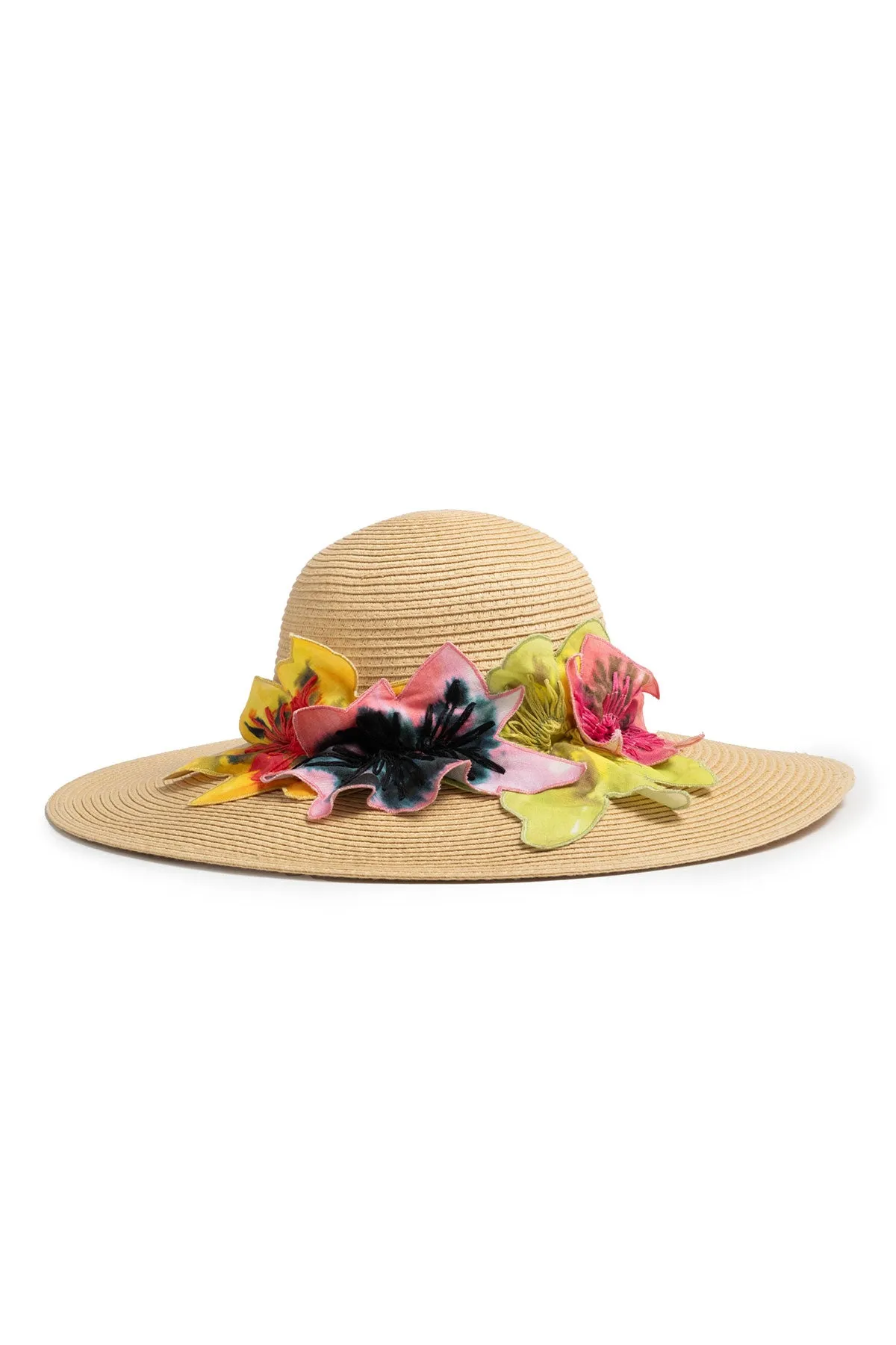 Ophelia Embroidered Cut-Out 3D Applique Straw Hat sold by Natori