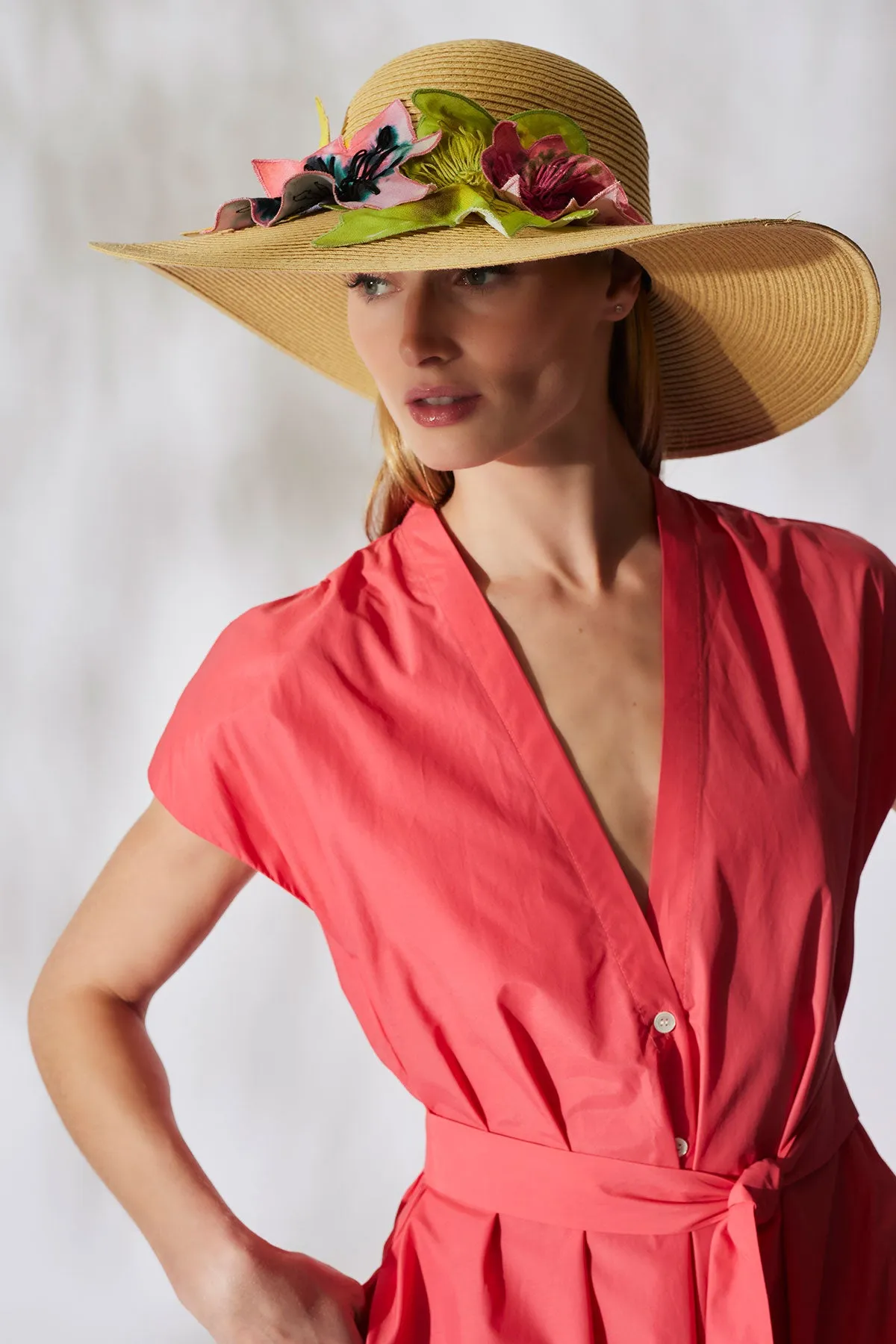 Ophelia Embroidered Cut-Out 3D Applique Straw Hat sold by Natori product image thumbnail 3