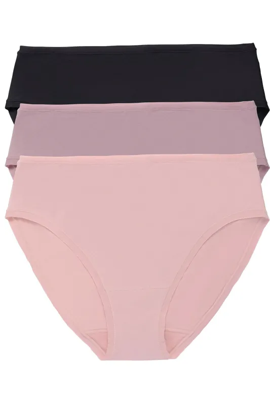 Bliss Bare Cotton Hipster 3-Pack - Potpourri/Rose Mist/Black sold by Natori