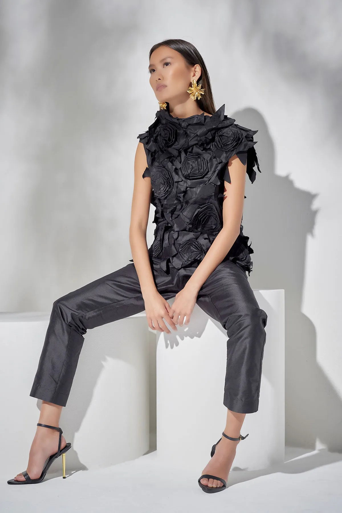 Couture Silk Dupioni Embellished Funnel Neck Top sold by Natori product image thumbnail 5