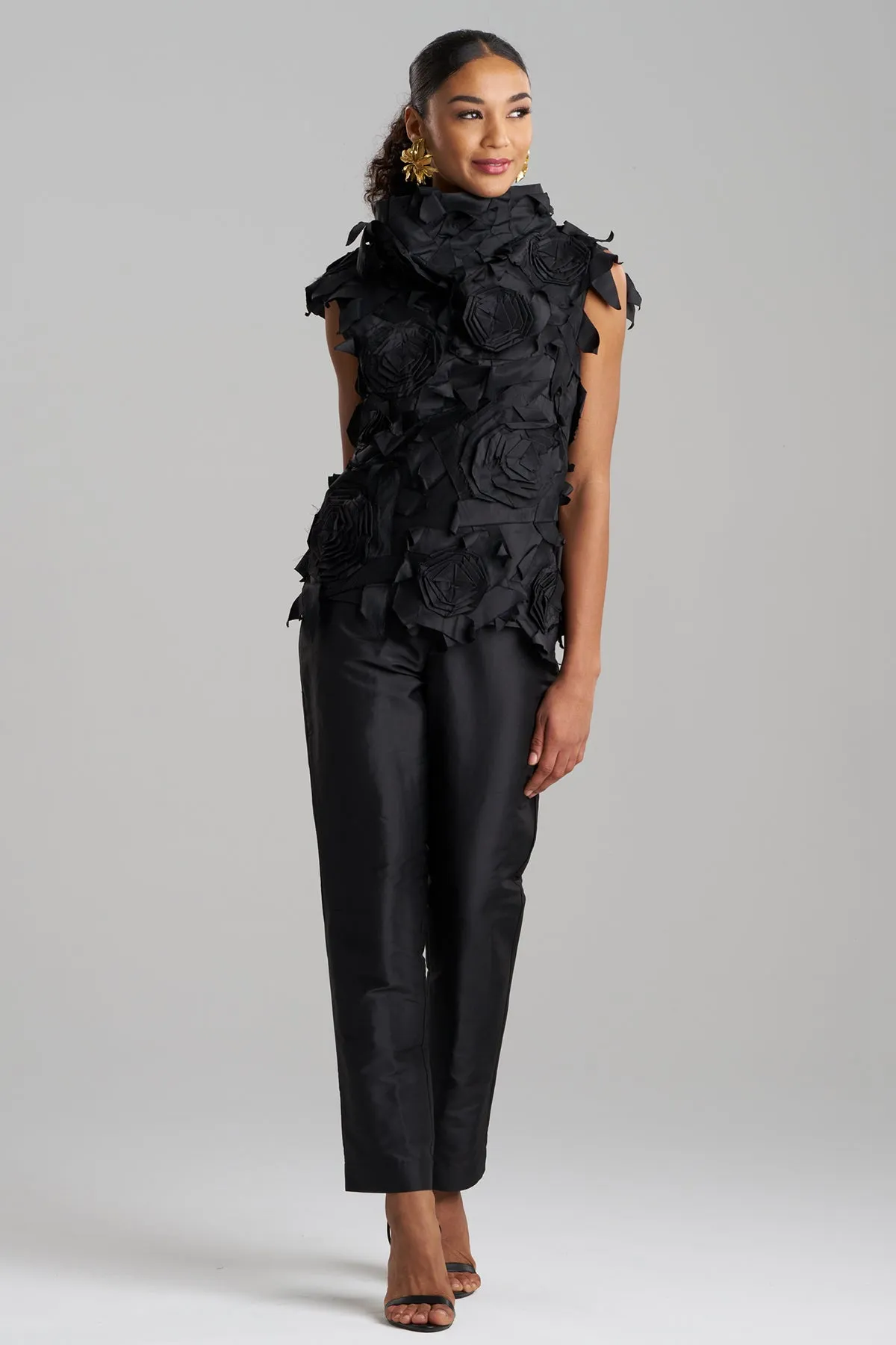 Couture Silk Dupioni Embellished Funnel Neck Top sold by Natori product image thumbnail 2