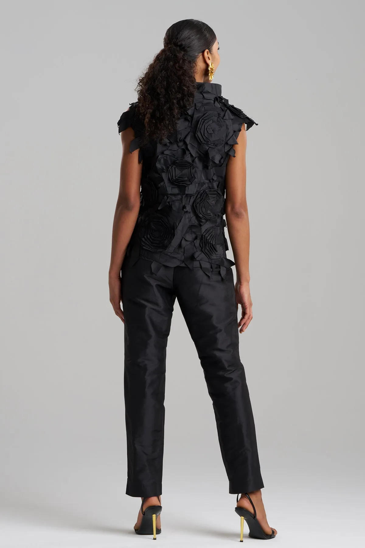 Couture Silk Dupioni Embellished Funnel Neck Top sold by Natori product image thumbnail 3