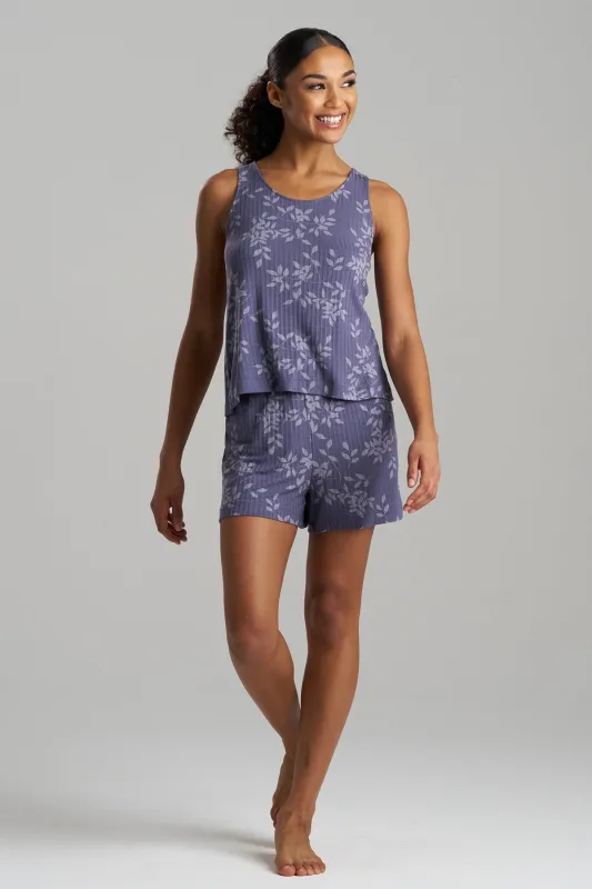 Aria Printed Rib Ease Shorts PJ sold by Natori